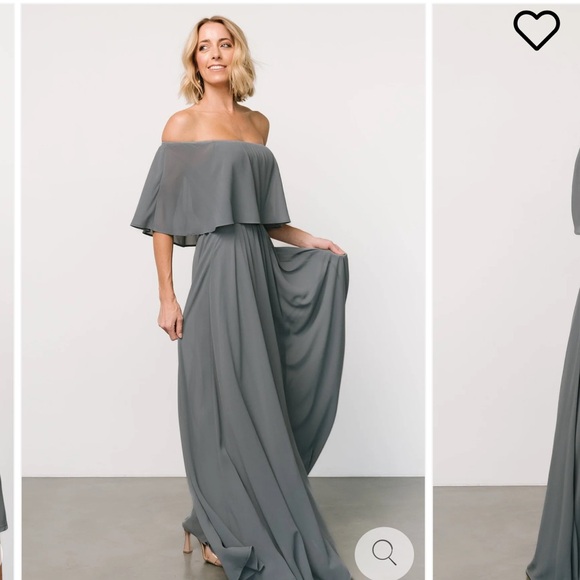 Baltic Born Sonia Off Shoulder Maxi Dress Large Dusty Blue NWT - Picture 4 of 15